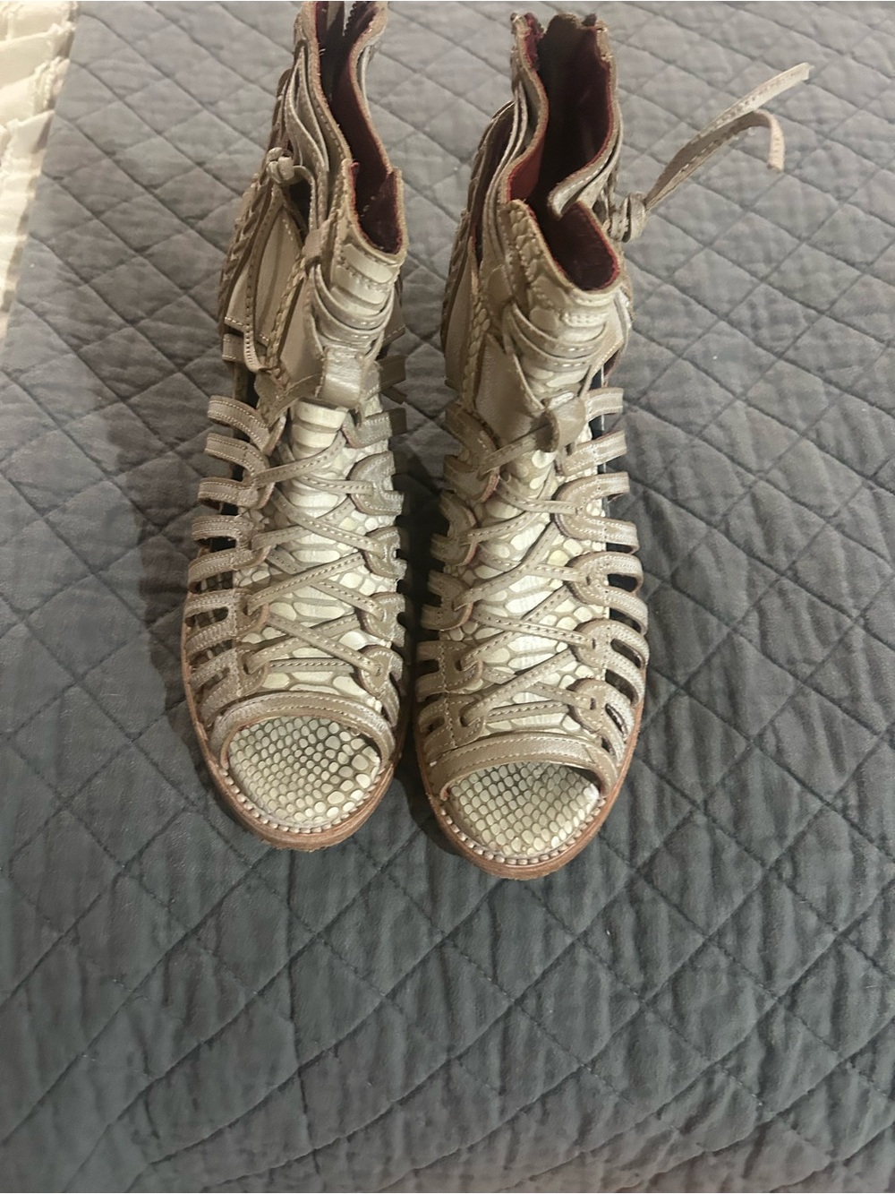 Freebird by Steven Taupe Strappy Gladiator Sandal Boots